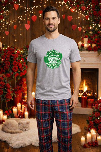 MVRDAR Set pijamale barbati bumbac Colectia Valentine's Day, Dragobete