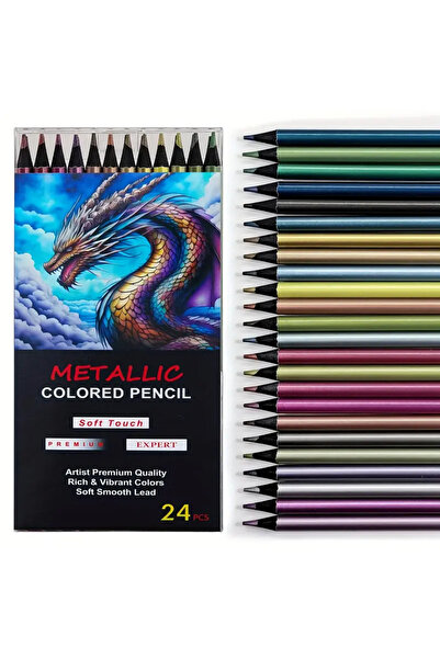 Choice مجموعة أقلام تلوين معدنية بورغندي 12/24 لونًا للرسم والتخطيط، أدوات فن...