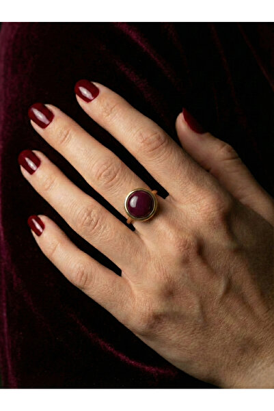 Candy Nuveria Obsidyen - Mineli Altın Kaplama Minimal Ayarlanabilir Yüzük