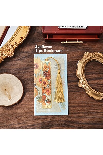Choice Sunflower Vintage Oil Painting Metal Bookmarks - Hollow Hot Stamping L...