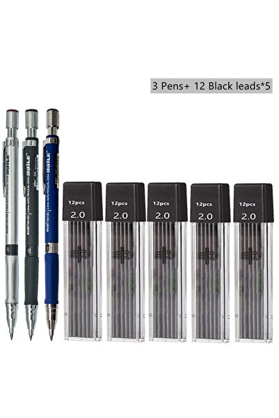 Choice مجموعة أقلام رصاص سوداء E 2 مم، مجموعة أقلام رصاص ميكانيكية مع رصاص مل...