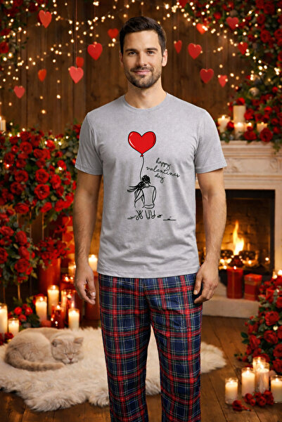 MVRDAR Set pijamale barbati bumbac Colectia Valentine's Day, Dragobete