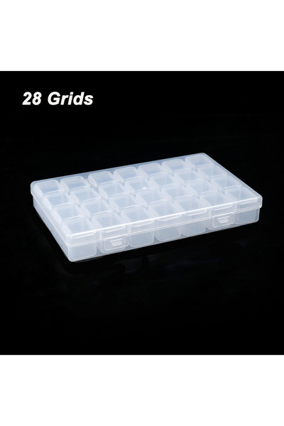 Choice1 صندوق تخزين بلاستيكي شفاف مكون من 28 خانة قابلة للتعديل للمجوهرات وال...