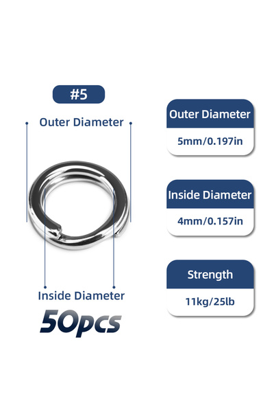Choice حلقات صيد من الفولاذ المقاوم للصدأ من ميريديت، مقاس 1، 5 مم، 25 رطل، 5...