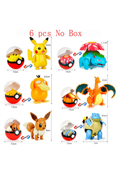 Choice 6 قطع - 003 بوكيمون، 6 قطع/مجموعة، ألعاب بوكيبول متحولة، مجسم بيكاتشو،...