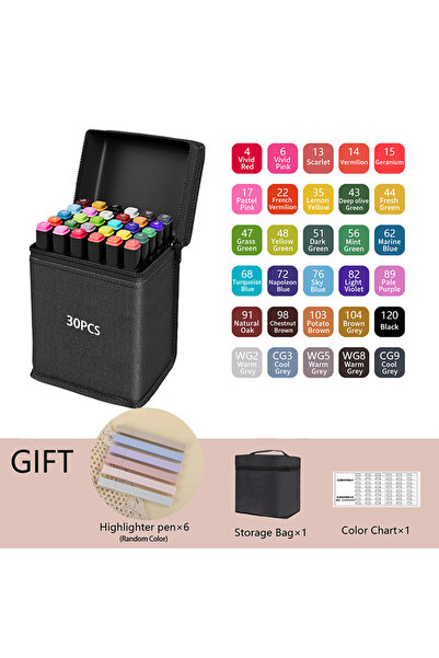 Choice 30PCS 24-262 Colors Alcohol Drawing Markers Dual Tip Permanent Art Ske...