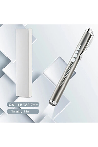 Choice مصباح يدوي صغير محمول باليد، أبيض ورمادي، مزود بمؤشر LED، قابل لإعادة ...