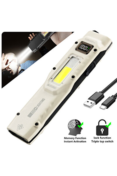 Choice مصباح يدوي M28 للدفاع، أبيض اللون، قابل لإعادة الشحن، مسطح، للاستخدام ...