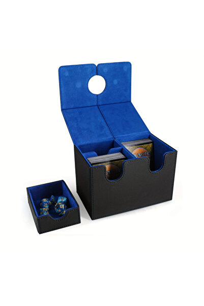 Choice9 علبة أوراق لعب سوداء وزرقاء مع صينية نرد، تتسع لأكثر من 200 ورقة لعب ...