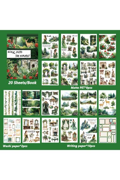 Choice1 Walk into the forest 20Sheets Waterproof Pre-Cut Large Size Character...