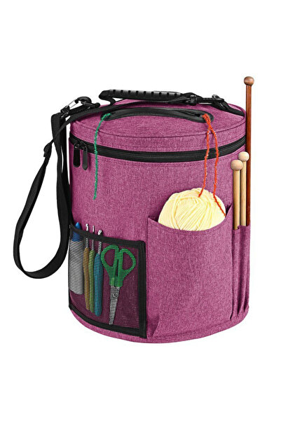 choice2 Rose red Large Capacity Crhet Bag Portable Yarn Organizer Knitting To...