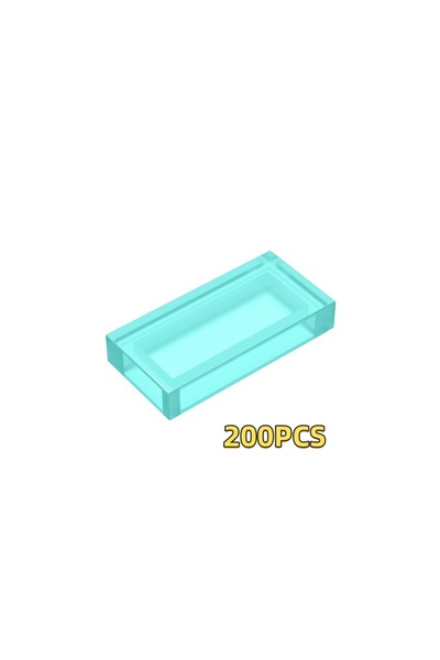 choice2 200 قطعة من بلاط البناء الشفاف الأزرق الفاتح، مقاس 1×2، ملحقات بالجمل...