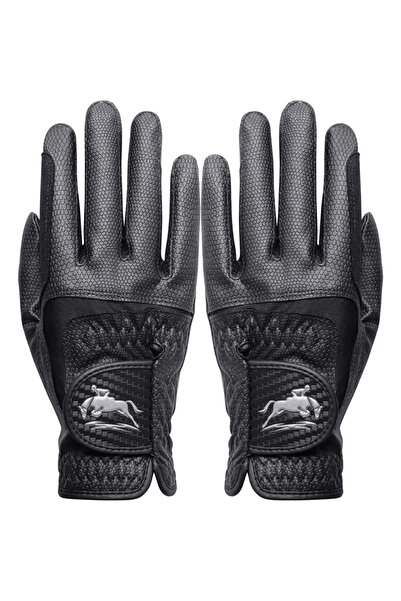 Choice قفازات ركوب الخيل النسائية السوداء متوسطة الحجم، مزودة بمقابض تعمل بال...