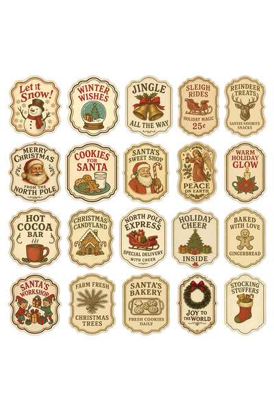 Choice 20pcs stickers 20pcs Vintage Christmas Stickers,Gift Wrapping Label Pa...
