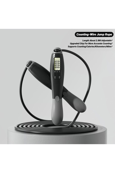 Choice حبل قفز أسود (للعد) مصنوع من الفولاذ، قابل للتعديل، مناسب لتمارين اللي...