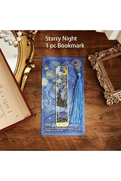 Choice Starry Night Vintage Oil Painting Metal Bookmarks - Hollow Hot Stampin...