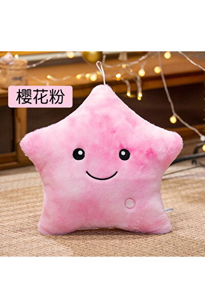 Choice دمية نجمة إلكترونية وردية كبيرة 40x35 سم محشوة ناعمة على شكل وسادة، مز...