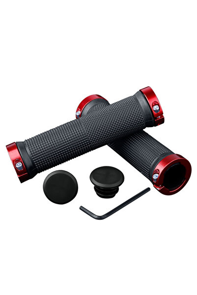 Choice Red PE MTB Alloy Cuffs Bilateral Lk Bicycle Handle Grip Anti-skid Cycl...