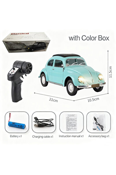 Choice سيارة تحكم عن بعد كلاسيكية بمقياس 1/16، موديل D62mini، لون أزرق، سيارة...