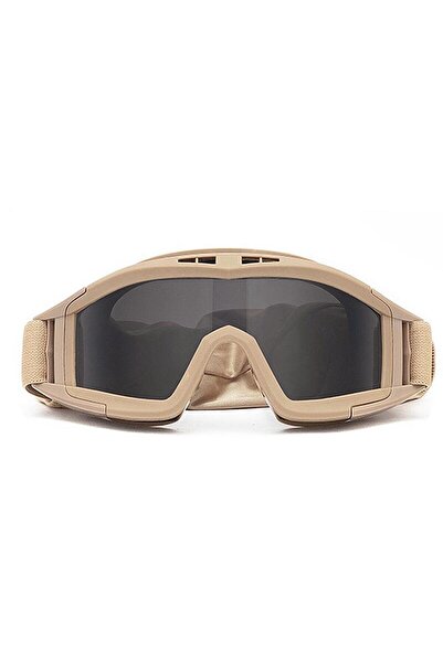 Choice5 Khaki 1 Lens Tactical Goggles 3 Lens Windproof Dustproof Shooting Mot...