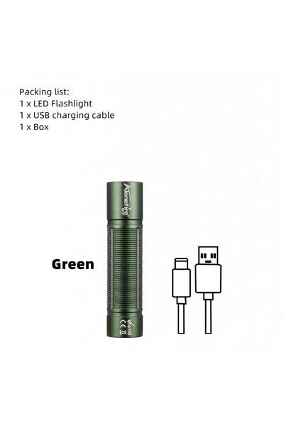 Choice مصباح يدوي صغير SV127 أبيض-أخضر، عالي السطوع، قابل لإعادة الشحن عبر من...