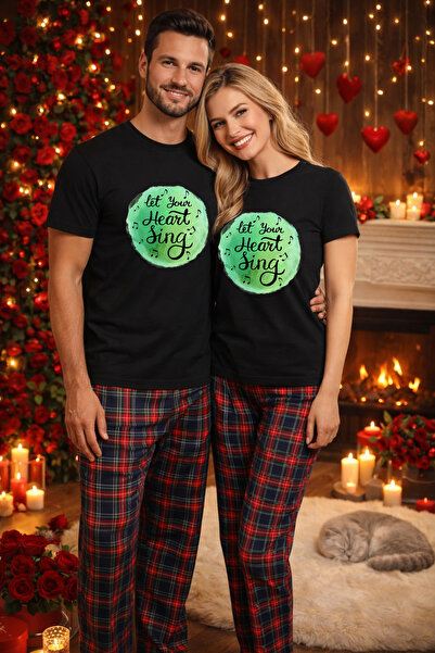 MVRDAR Set pijamale pentru cuplu â€“ tricou si pantaloni pijamale, bumbac, Va...