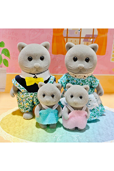 Choice مجموعة ألعاب بيت الدمى لمحاكاة الحيوانات: عائلة القط الأزرق، عائلة الغ...