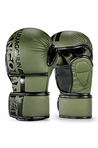 Choice قفازات فنون القتال المختلطة (MMA) باللون الأخضر العسكري، مفتوحة الكف، ...
