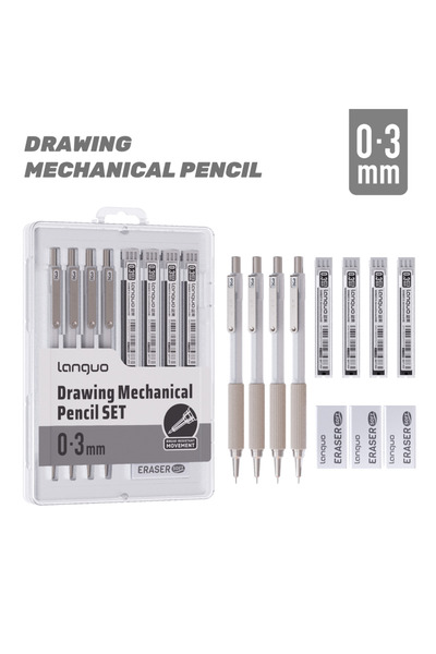 Choice مجموعة أقلام رصاص ميكانيكية معدنية 0.3 مم، 4 أقلام رسم فنية مع 80 عبوة...