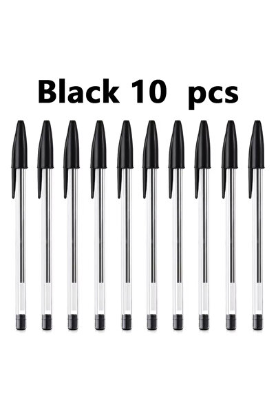 Choice Black 10pcs 50/100Pcs Ballpoint Pens 1.0mm Blue Black Plastic Ball Poi...