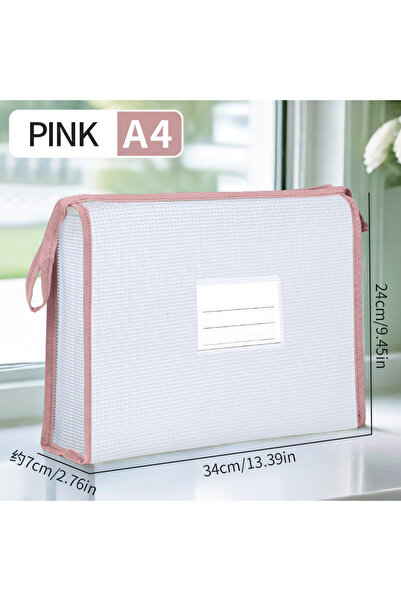 Choice1 Pink HUAJIE EVA Zippered Subject File Bag, Transparent A4 School Work...