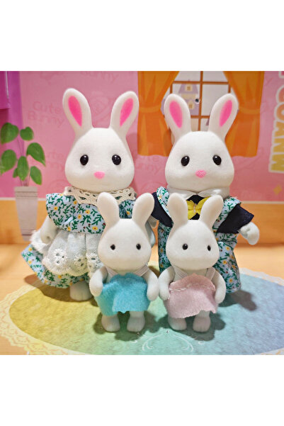 Choice مجموعة أثاث بيت الدمى لمحاكاة الحيوانات: عائلة الأرنب الأبيض، عائلة ال...