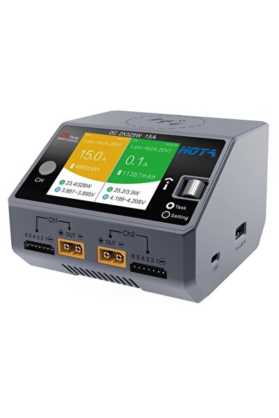 Choice شاحن ذكي مزدوج D6 رمادي من هوتا D6 بقوة 650 واط تيار مستمر 15 أمبير، م...