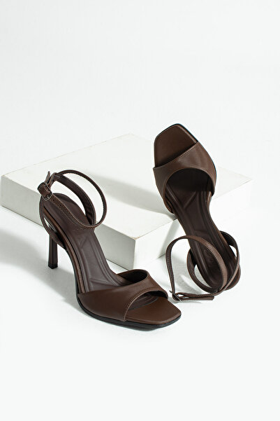 guijarro صنادل نسائية بكعب رفيع - أحذية سهرة أنيقة من الجلد الطبيعي مع رباط ل...