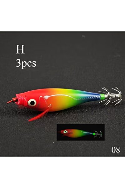 Choice 3 قطع - طعم - H-08 أكيبيك، 3 قطع 10 سم، خطافات صيد الحبار المضيئة، طعو...