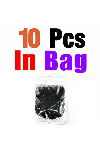 Choice 10 قطع في كيس توبرانك 10 قطع 8# ذبابة حورية صوفية ذات رأس خرزي وخيشوم ...