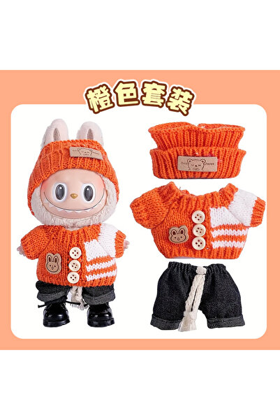 Choice طقم ملابس وكنزة وأحذية وإكسسوارات دمية لابوبو باللون البرتقالي، طوله 1...