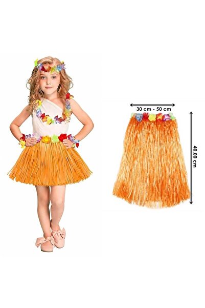 Arabamakss Hawaiian Hula Skirt Orange Color 40 cm