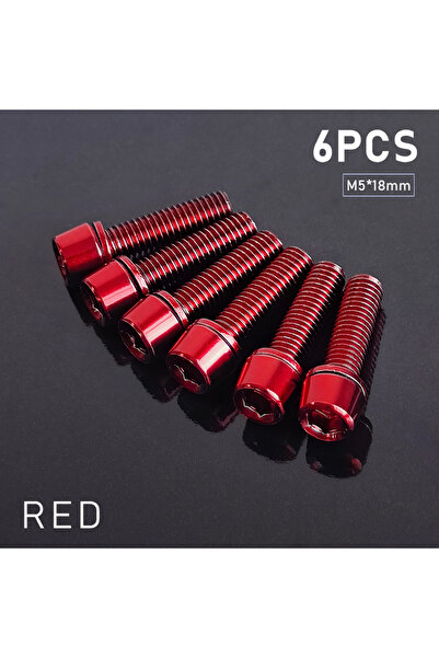 Choice 6pcs M5 Red 6/8pcs M5x18mm Bike Stem Screw Alloy Steel 4mm Allen key S...