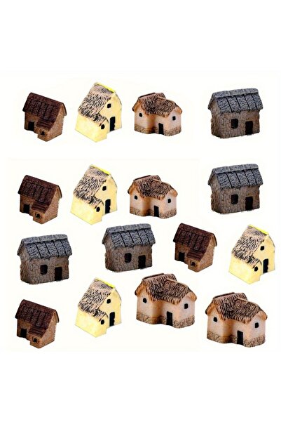 Choice مجموعة من 16 تمثالًا صغيرًا لمنزل مصنوع من الراتنج، مثالية لتزيين بيوت...