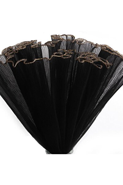 Choice ورق تغليف الزهور بحافة ذهبية سوداء 28 سم × 4 ياردات، غزل مموج لؤلؤي، ت...