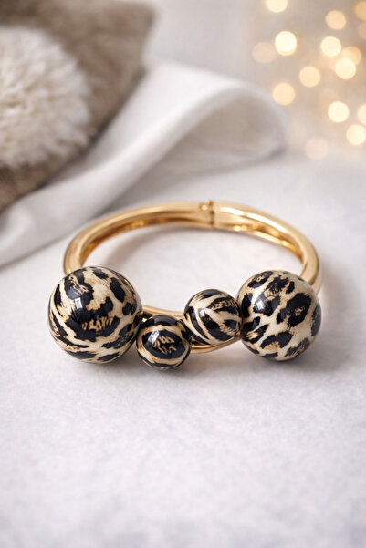 POYASE Leopar Desenli Gold Renk Kadın Bileklik – Şık Tasarım, Modern & Günlük...