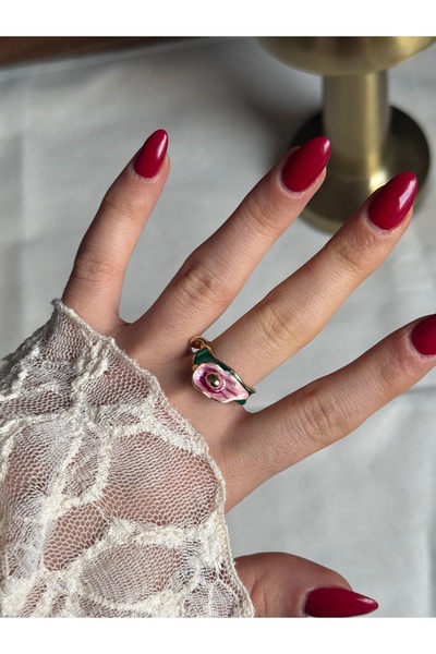 HOUSEKİ خاتم قابل للتعديل بألوان باستيل ثلاثية الأبعاد على شكل زهرة من بيتيت ...