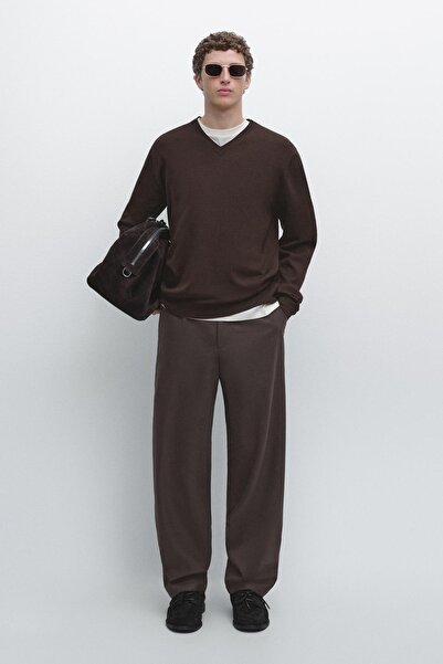 Massimo Dutti Pamuklu V yaka triko kazak