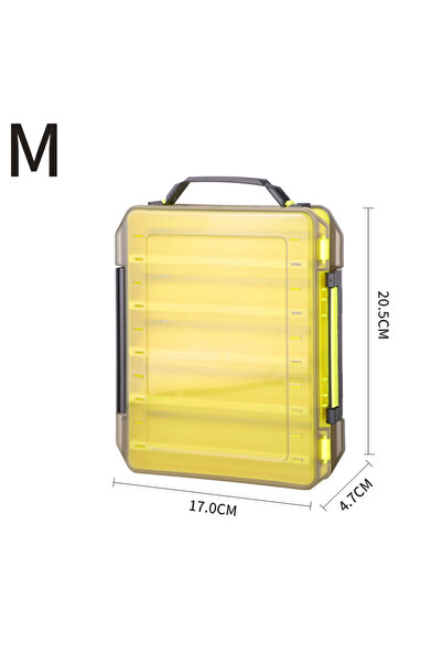 Choice yellow-M LINNHUE Plastic Fishing Lure Box Double Sided Minnows Bait Ho...