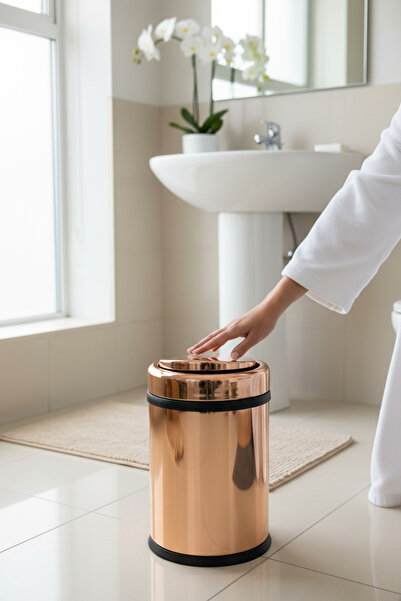 İSAOĞLU YAPI Copper Bath Bucket with Swivel Lid Innovative Bronze Bucket Meta...