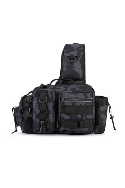 Choice حقيبة أدوات صيد باللون الرمادي الداكن، حقيبة أدوات صيد بسحاب وحزام كتف...