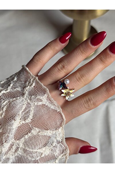 HOUSEKİ Petite Garden Three-Dimensional Floral Pastel Color Adjustable Ring