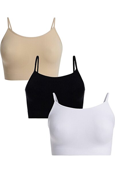 Formeasy Seamless Dikişsiz İnce Askılı Basic Büstiyer Sütyen 3'lü Avantaj Paketi