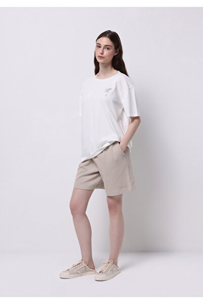 Colin's Regular Fit Mid Waist Printed Women's Beige Shorts